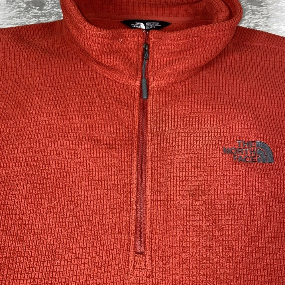 The North Face Men's XXL Red Waffle Fleece 1/4 Zip Pullover Sweater Thermal